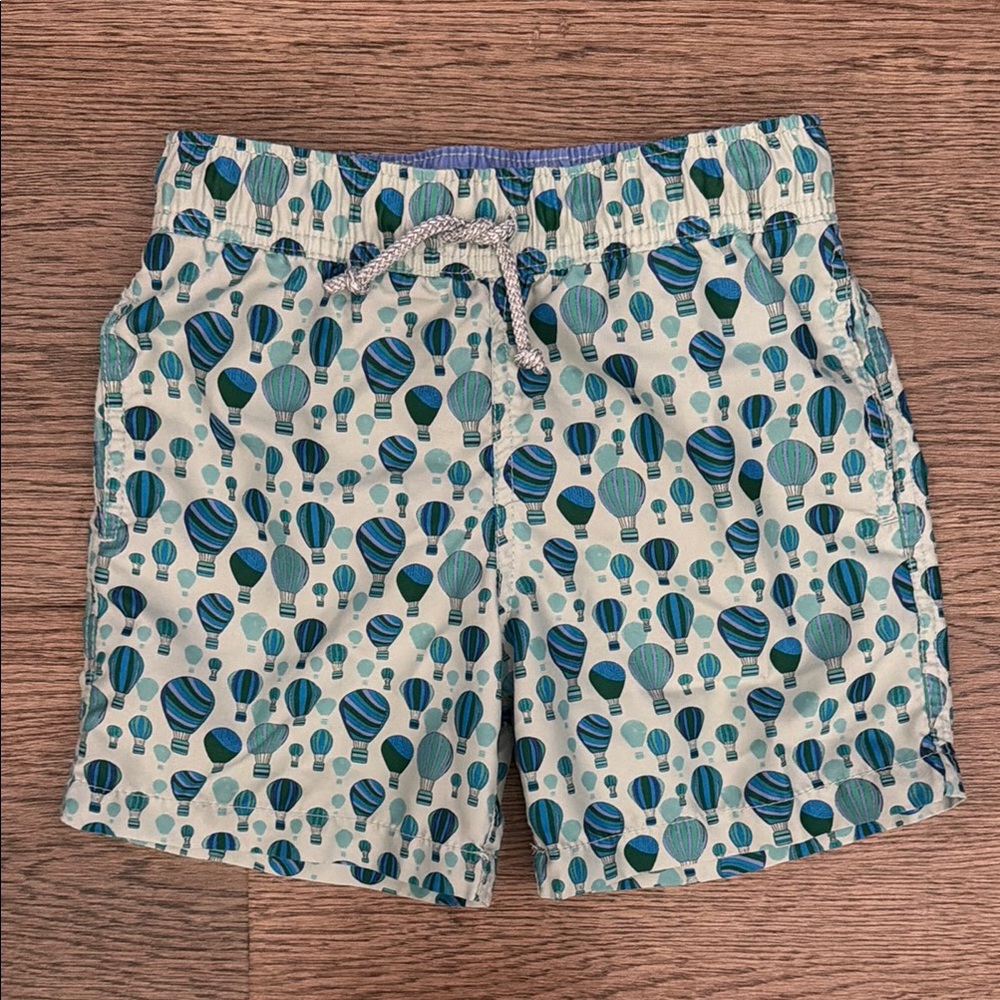 Kids Blue & Green Hot Air Balloon Print Swim Shorts Beach Trunks Swimsuit Boys 6